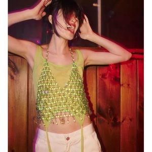 NWT. Urban Outfitters, Limelight Beaded Halter Top. SOLD OUT.